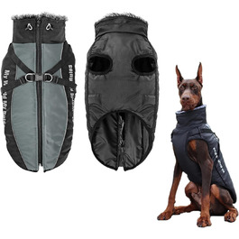 Куртка для собак з ременем безпеки, зимова куртка з повідцем на підкладці для собак Водонепроникна зимова куртка для собак Водонепроникна світловідбиваюча куртка для собак в холодну погоду з ременем безпеки Застібка-блискавка для великих собак (3XL)