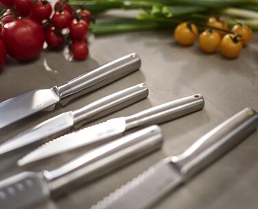 Joseph Joseph Elevate - Набір ножів з обертовим підставою (5 шт.) з нержавіючої сталі, японські леза, антифронт покриття, неслизьке дно