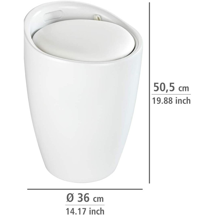 WENKO табурет для ванної кімнати Candy з місцем для зберігання та збирачем для білизни, ABS-пластик, 20 л, Ø 36 x 50,5 см