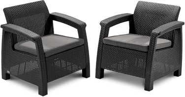 Комплект садових меблів Curver Keter Corfu II DUO, сірий, 2 предмети