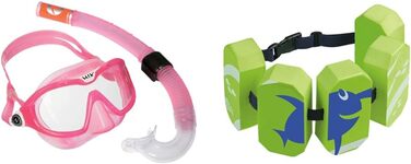 Дитячий комплект для підводного плавання з аквалангом (Один розмір підходить всім, рожевий, комплект з плавальним поясом Sealife, зелений)