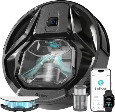 Робот-пилосос LEFANT M320 з функцією миття підлоги, потужність 6000 Па, зонами заборони, сумісний з Alexa, для твердих підлог та килимів