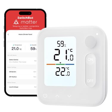 SwitchBot Розумний термостат на радіатор Bluetooth з керуванням через додаток, таймером, енергозбереженням, сумісний з Alexa, Apple HomeKit та Home Assistant (потрібен Hub) (Панель)