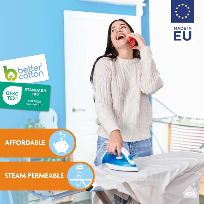 Чохол для гладильної дошки Classic - двошаровий, з шаром пінополіуретану 3 мм, розмір 42-52 см (ширина) та 130-138 см (довжина) - універсальний (Dots, L)