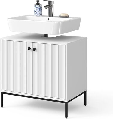 Підставка під раковину Vicco Eliza, 70x63 см, 2 дверцята, для зберігання аксесуарів та косметики (білий рифлений)