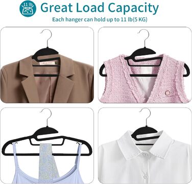 Плечики для одягу з пластику, набір 100 шт. з неслизьким покриттям, поворотний гачок 360°, з кріпленням для краваток, APY04G (Чорний + Срібло)