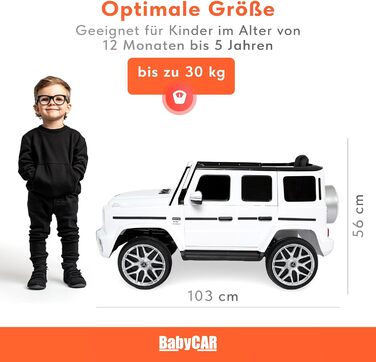 Дитячий електромобіль Mercedes G63 AMG ліцензійний, 12V, з пультом, MP3, білі двері