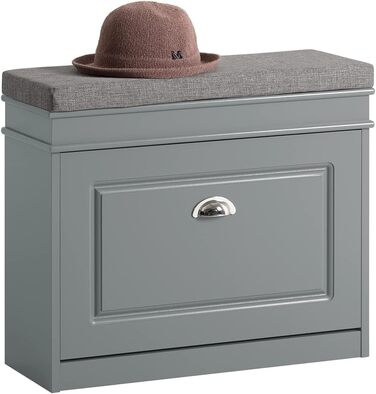 Полка для взуття SoBuy з подушкою для сидіння та місцем для зберігання, вузька, до 150 кг, сірий, 60x51x24 см