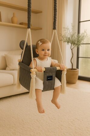 Дитяча гойдалка для дому та вулиці Bär Light Velvet | Дерев'яна гойдалка для дітей | Гойдалка для дверного отвору