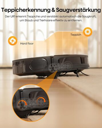 Робот-пилосос з функцією миття 5000Pa, 3-в-1 з часом роботи 180 хвилин, для прибирання шерсті тварин та килимів, з керуванням через додаток, чорний