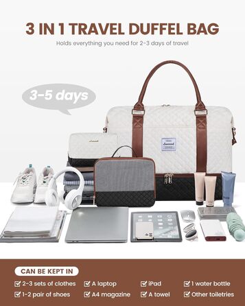 Жіноча дорожня сумка LOVEVOOK Велика ручна поклажа Weekender Travel Duffle Clinic Bag Set M-3 шт. бежевий