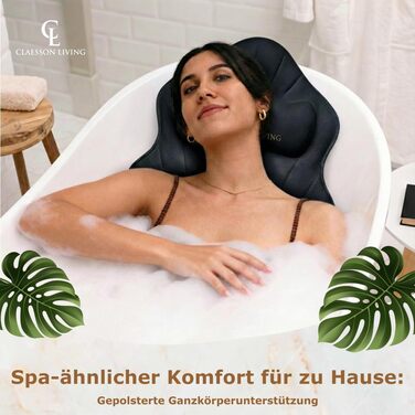 Подушка для ванни повний корпус (126x41 см) з підголівком (13 см) - біла (темно-сіра) - підтримка шиї, спини та ніг + сумка для прання та подорожі