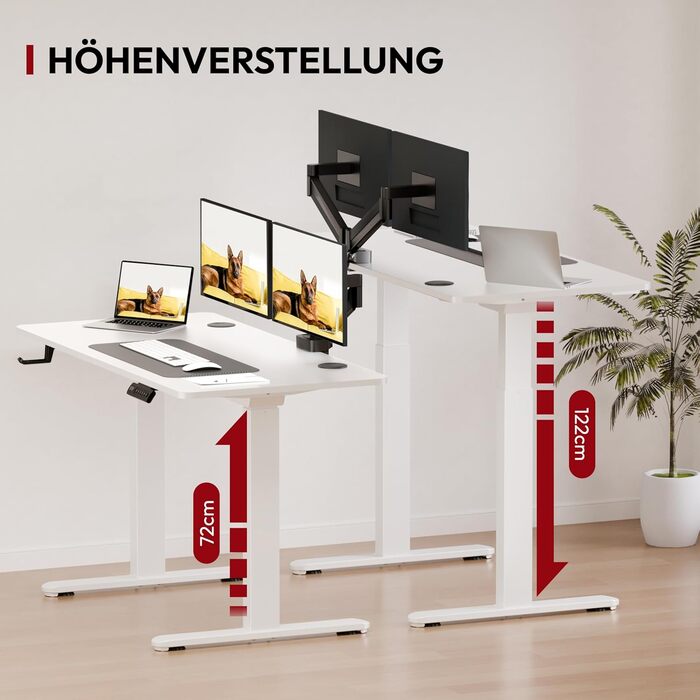 Регульований стіл Sanodesk з бездротовою зарядкою та подвійним мотором, компактний 110x54 см. Стабільний електричний стіл для стояння та сидіння (110 x 54 см, білий)