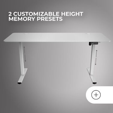 Mars Gaming MGD-ERGOPRO: Регульований за висотою електричний стіл, 110x60 см, білий. Ергономічна поверхня з карбону, металева конструкція, тримач для навушників, кабельний менеджмент