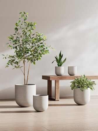 Керамічні горщики для квітів LE TAUCI, 20 см (сірий) з дренажним отвором