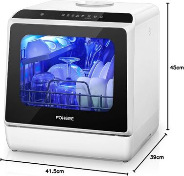 Посудомийна машина Fohere компактна 5л з таймером відкладеного старту (6 годин), 6 програм, для кухні, кемпінгу, автодому
