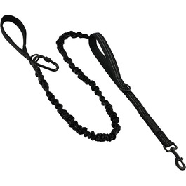 Еластичний повідець funPETic для собак-можлива прив'язка, дві ручки, світловідбиваючі , для великих і середніх собак-чорний чорний великий (від 10 кг)