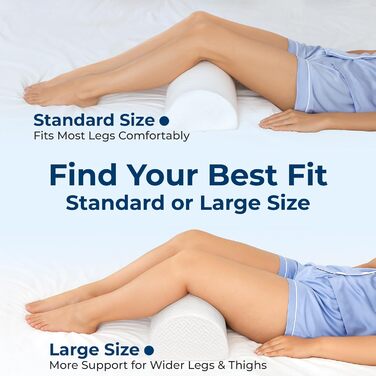 Подушка для підтримки ніг та колін 5 Star United Halbmond, преміум-меморі піна, ергономічна, для тих, хто спить на боці, 52x20x11 см, біла