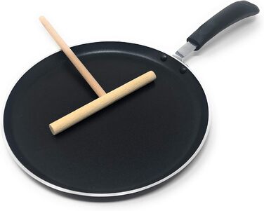 Дерев'яна сковорода для млинців MGE Crepe з розподільником для тіста-Індукційна алюмінієва сковорода для млинців - Ø 24 см