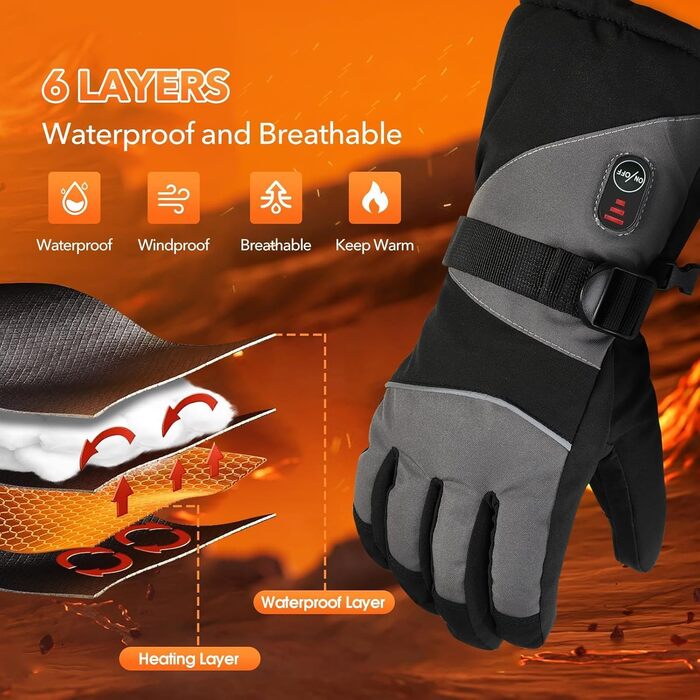 Обогревні рукавички Jkevow для чоловіків та жінок, з акумулятором 5V 5000mAh, 3 режими нагріву, для мотоциклів, велосипедів, походів та катання на лижах