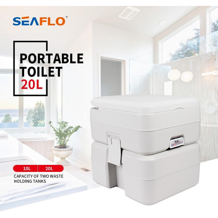 Інноваційна портативна інжекторна туалет Seaflo LIGHTEU 4.75 Gallonen для кемпінгу, дому, трейлера