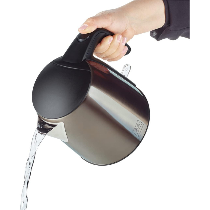 Чайник - MELITTA - Prime Aqua mini Top, нержавіюча сталь, 1,0 л, 2200 Вт, зовнішній індикатор рівня води, 1018-03 (сірий металік)