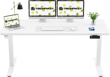 Електричний стіл-трансформер 160x60 см, білий: робочий стіл, стіл для комп'ютера, регульована висота