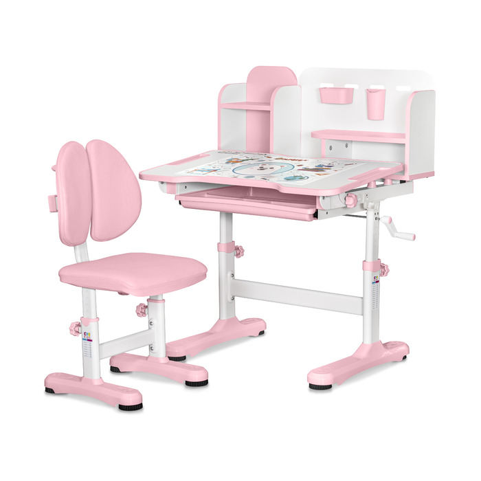 Комплект меблів (стіл + стілець + полиця) Mealux BD-28 Panda Pink (арт. BD-28 PN)