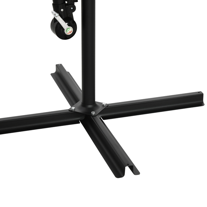 Сонячний парасоль для саду Ø3м, поворотний, з ручним механізмом, нержавіюча сталь, поліестер, темно-сірий/чорний