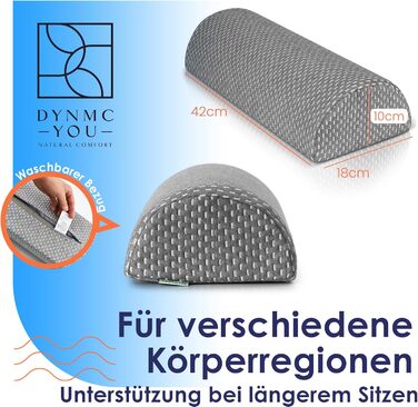 Подушка між колінами DYNMC для сну на боці, ортопедична подушка-півмісяць для ніг та розслаблення, сіро-біла в клітинку