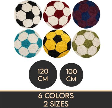 Кудлаті дитячі килимові м'ячі футбольної форми та чорний - круглий килим дитяча Дитячий килимок з довгим ворсом Ігровий килимок для хлопчика та дівчинки надзвичайно м'який та антиалергенний (120 см круглий, помаранчевий), 24