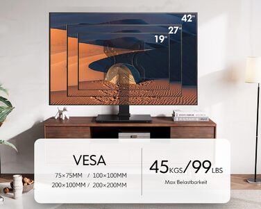 Підставка для телевізора FITUEYES, поворотна, для 19-42'' LCD/LED/OLED/Plasma, плоских і вигнутих, до 45 кг, регулювання висоти, VESA 200x200