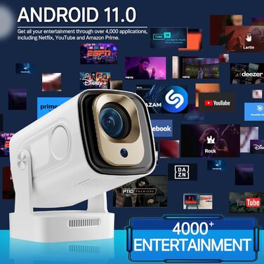 Портативний міні проєктор 4K з Wi-Fi та Android 11: підтримка 1080P Full HD, HDMI, для телефону/ПК/ноутбука, з вбудованим динаміком (HY260pro)