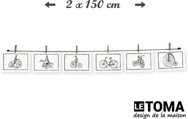 ЛеТОМА - мотузка для фотографій з 16 затискачами, включаючи запатентований тримач для мотузки, ідеально підходить для швидкого розвішування фотографій і листівок-мотузка для фотографій з високоякісної натуральної конопель-ручна робота в Німеччині (150 см 