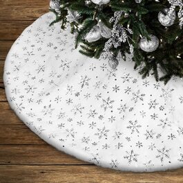 Ковдра для різдвяної ялинки Lanpn, Різдвяна ковдра 122 см, велика ковдра з штучного хутра сніжинки, кругла ковдра з ялинки, килимок, прикраса