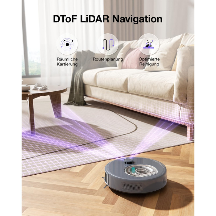 Робот-пилосос OKP L7G 3-в-1 з функцією миття, 6000Pa, LiDAR, 150 хв, WiFi, Alexa, для тварин, килимів, твердих підлог, сірий