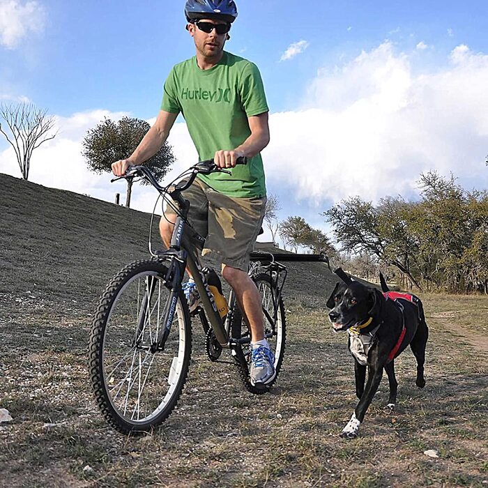 Велосипедний повідець для собак, 180велосипедне кріплення для собак, для 2 собак модернізований повідець для собак без допомоги рук, тренажер для домашніх тварин для прогулянок, бігу та їзди на велосипеді (D)