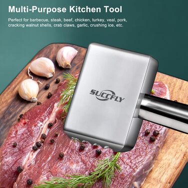 М'ясорубка Fleischklopfer зі сталі: міцний молоток для кухні, м'ясорубка, молоток для м'яса, інструмент (0.7 кг)