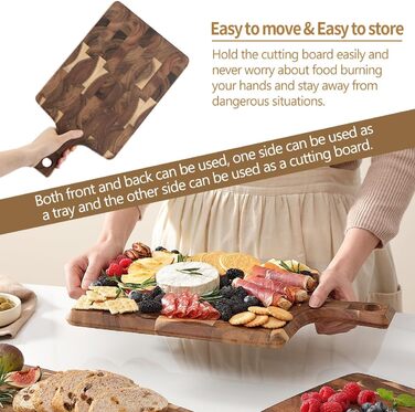 Обрізні дошки XINZUO з акації (35x25x2.6 см) - дерев'яне кухонне рішення з антиковзаючими ніжками та зручним ручним захватом