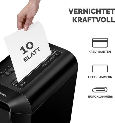 Fellowes Шредер для паперу Powershred LX70 з вибірковим різанням, 18 л кошик, захист від несанкціонованого доступу, 4x40 мм, чорний