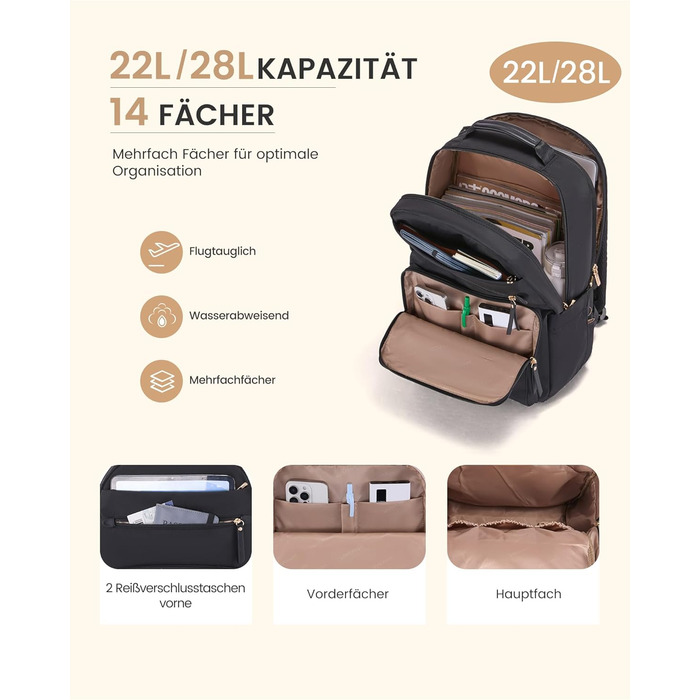 LOVEVOOK Рюкзак для ноутбука, чорний, 15.6 дюймів: водонепроникний, для роботи, навчання, подорожей