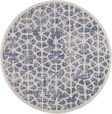 Килим City Carpet Blue Round 200x200 см - Геометричний Сканді Стиль - Короткий ворс Модерн - Триколор Софт