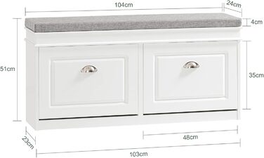 Полка для взуття SoBuy з сидінням, білий, 104x52x24 см, FSR64-W