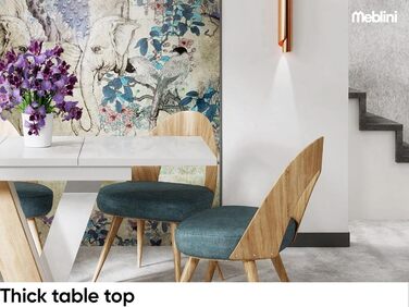 Обідній стіл Meble.In розсувний, сучасний, чорний/білий глянцевий, 120-160x80x75 см