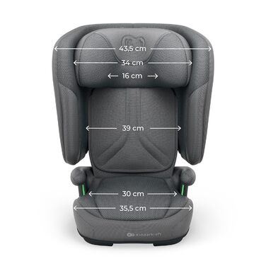 Автокрісло Kinderkraft UNITY 2 i-Size, 100-150 см, 3,5-12 років, сірий (Gray), регульована підголовник, AIR FLOW