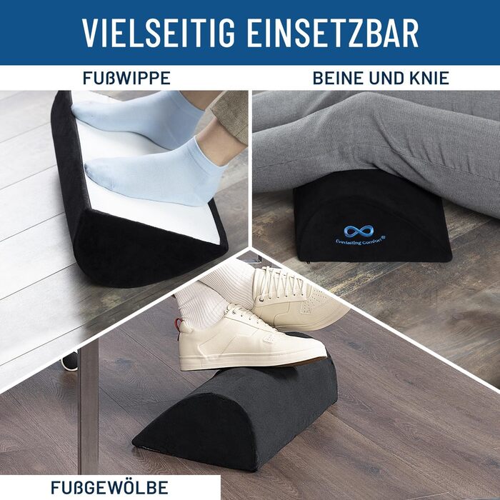 Підставка для ніг під стіл Everlasting Comfort з Memory Foam - ергономічна, чорна