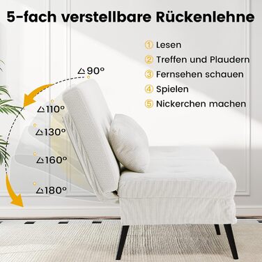 Диван-ліжко LUCKRACER 3-місний з регулюванням кута нахилу, Cordstoff, Бежевий