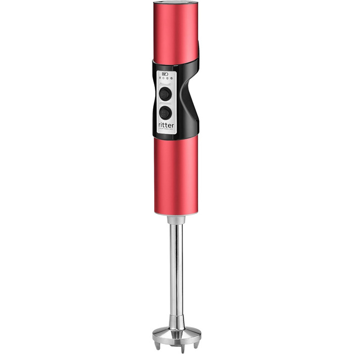 Акумуляторний ручний блендер Ritter Stilo 7, занурювальний блендер з батареєю з суцільного металу, Зроблено в Німеччині, червоний