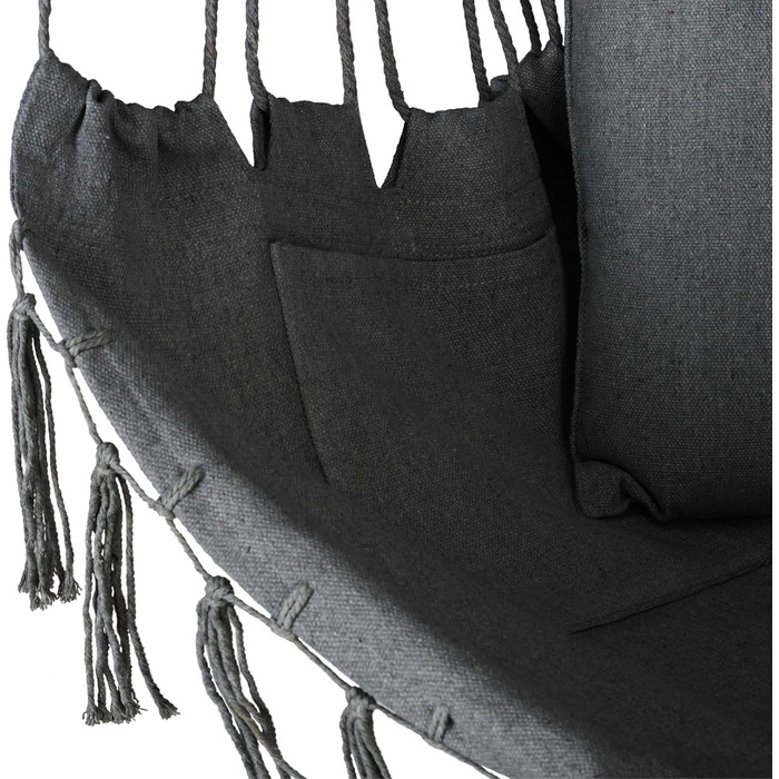 Підвісне крісло-гойдалка з подушкою 100x130x75 см, до 150 кг, для саду та дому, графітовий колір