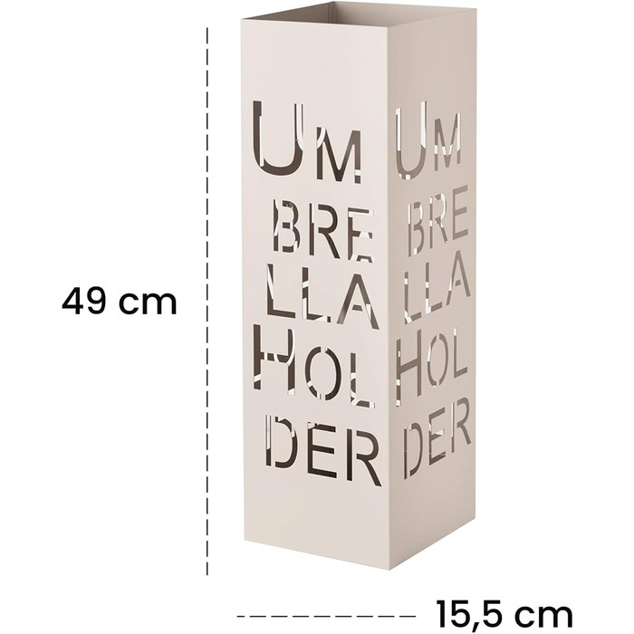 Підставка для парасольок Baroni Home з сучасним дизайном в металі з різьбленням по парасольці - підставка для парасольок з гачком і знімним колекційним відділенням для прикраси дому та офісу 15,5х15х49 см (сіро-коричнева)